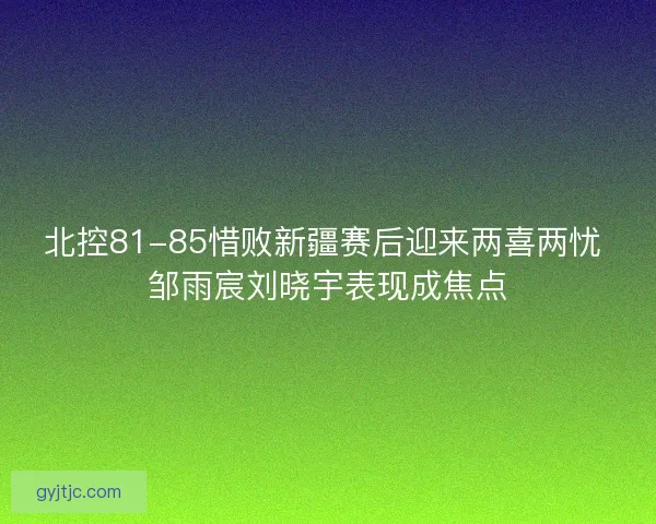 北控81-85惜败新疆赛后迎来两喜两忧 邹雨宸刘晓宇表现成焦点